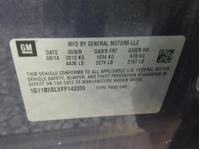 1G11B5SLXFF143359 - 2015 CHEVROLET MALIBU LS ლურჯი ფოტო 10