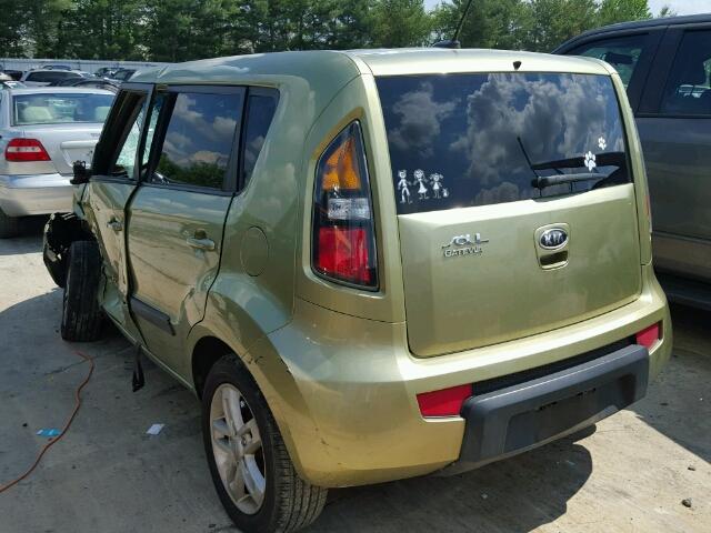 KNDJT2A25B7288003 - 2011 KIA SOUL GREEN photo 3