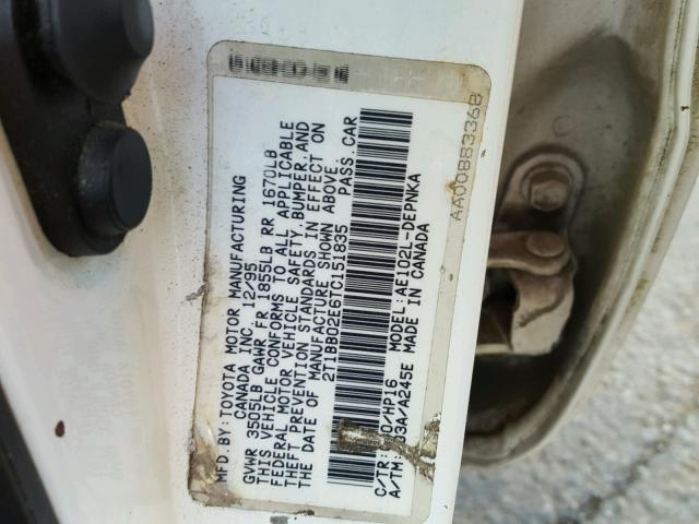 2T1BB02E6TC151835 - 1996 TOYOTA COROLLA DX WHITE photo 10