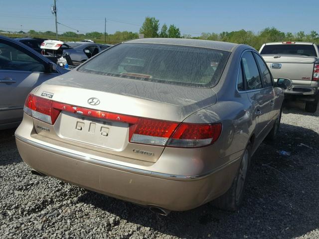 KMHFC46F77A148568 - 2007 HYUNDAI AZERA SE GOLD photo 4