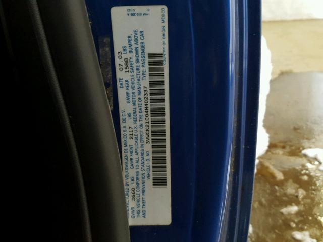 3VWCK21C04M402337 - 2004 VOLKSWAGEN NEW BEETLE 蓝色 照片 10