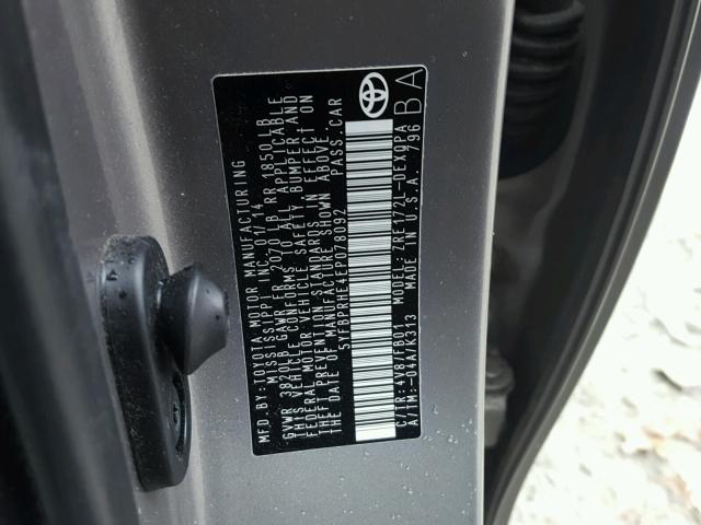 5YFBPRHE4EP078092 - 2014 TOYOTA COROLLA EC 灰色 照片 10