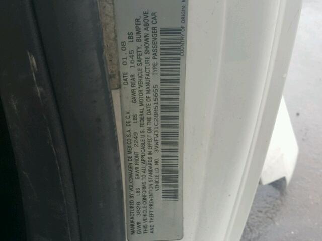 3VWFW31C28M515655 - 2008 VOLKSWAGEN NEW BEETLE 白色 照片 10