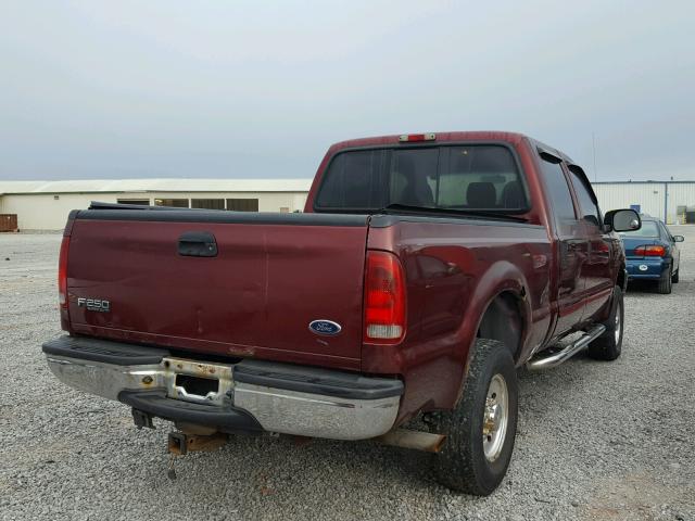 1FTNW21L94EA11192 - 2004 FORD F250 SUPER MAROON photo 4