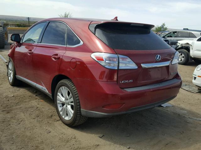 JTJZB1BA1A2003148 - 2010 LEXUS RX 450 RED photo 3