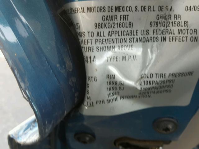 3GNCA13B29S625414 - 2009 CHEVROLET HHR LS BLUE photo 10