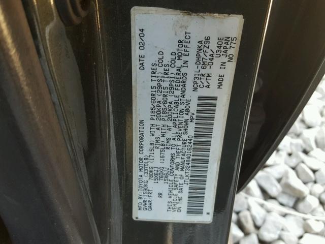 JTLKT324840162440 - 2004 TOYOTA SCION XB GREEN photo 10