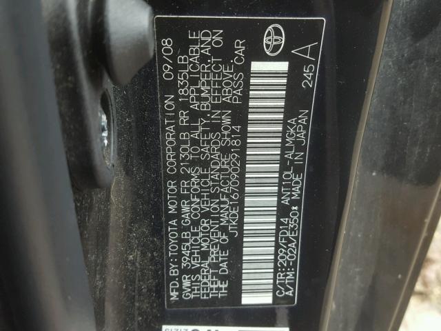 JTKDE167090291814 - 2009 TOYOTA SCION TC 黑色 照片 10