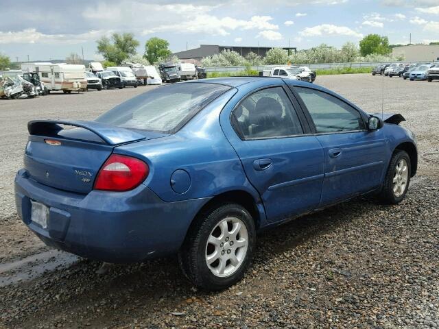 1B3ES56C33D258865 - 2003 DODGE NEON SXT BLUE photo 4