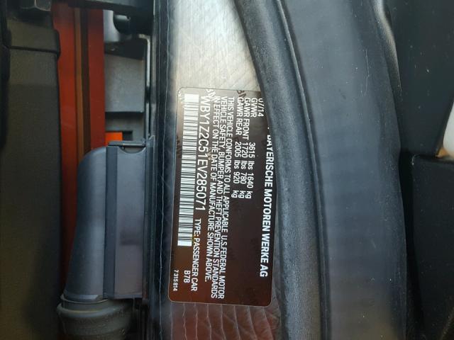 WBY1Z2C51EV285071 - 2014 BMW I3 BEV MAROON photo 10