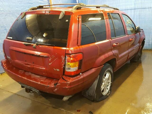 1J4GW58N14C393581 - 2004 JEEP GRAND CHER RED photo 4