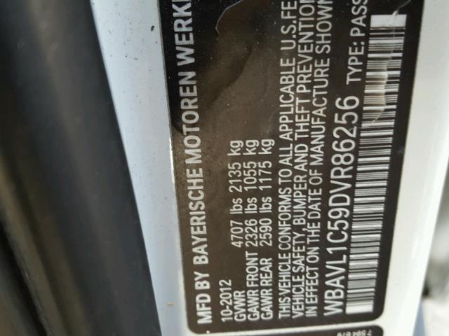 WBAVL1C59DVR86256 - 2013 BMW X1 XDRIVE2 Ақ фото 10