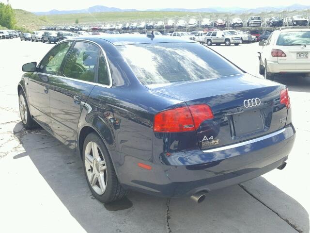 WAUDF78E87A105234 - 2007 AUDI A4 BLUE photo 3