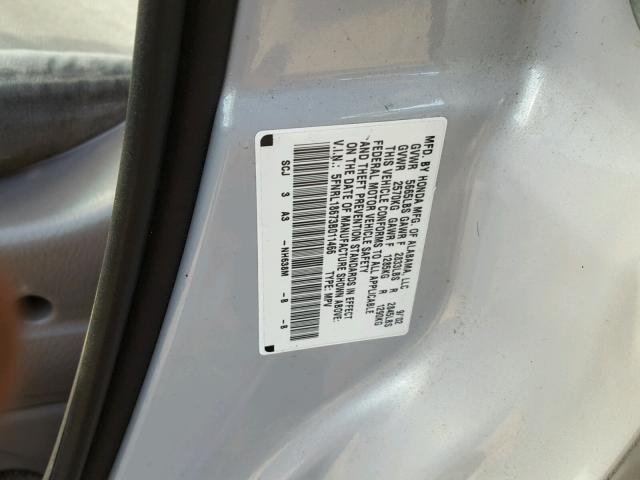 5FNRL18673B011466 - 2003 HONDA ODYSSEY EX SILVER photo 10