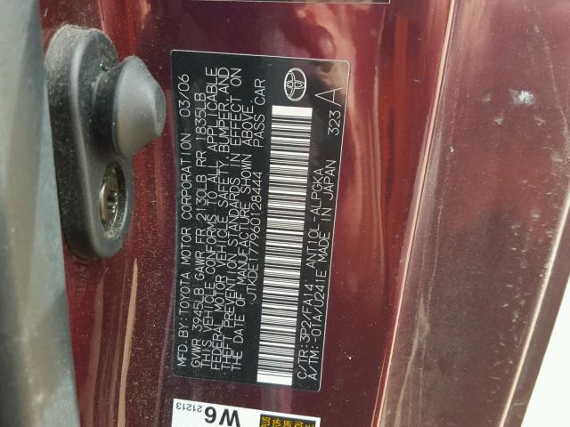 JTKDE177960128444 - 2006 TOYOTA SCION TC 紫色 照片 10