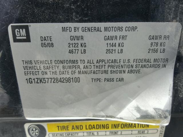 1G1ZK577284298100 - 2008 CHEVROLET MALIBU LTZ 黑色 照片 10