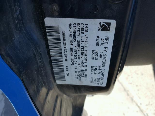 1G8AN12F45Z158948 - 2005 SATURN ION LEVEL BLUE photo 10