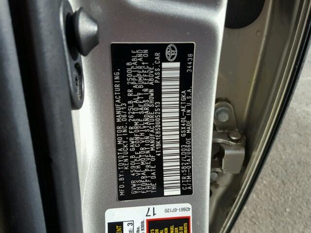 4T1BK1EB5DU052513 - 2013 TOYOTA AVALON BAS GOLD photo 10