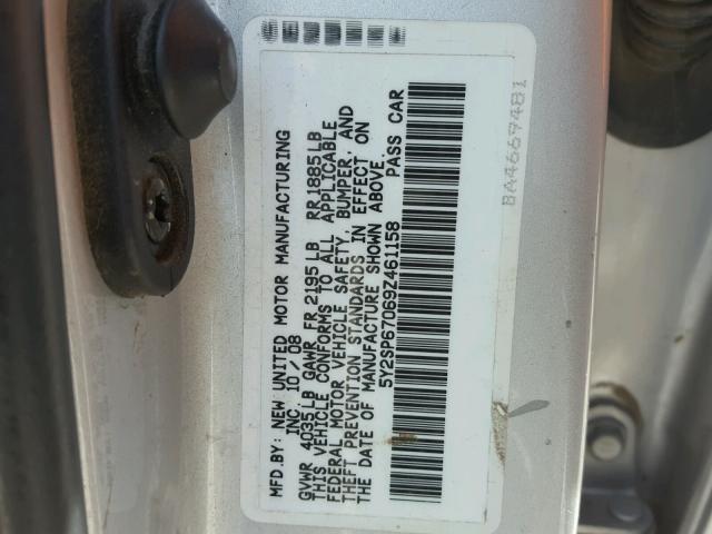 5Y2SP67069Z461158 - 2009 PONTIAC VIBE SILVER photo 10