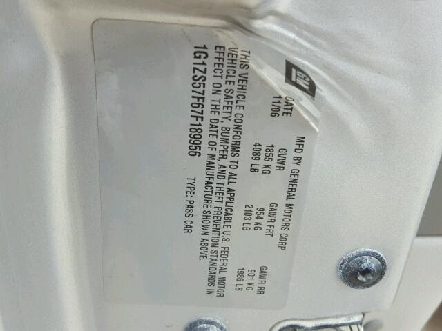 1G1ZS57F67F189956 - 2007 CHEVROLET MALIBU LS ვერცხლისფერი ფოტო 10