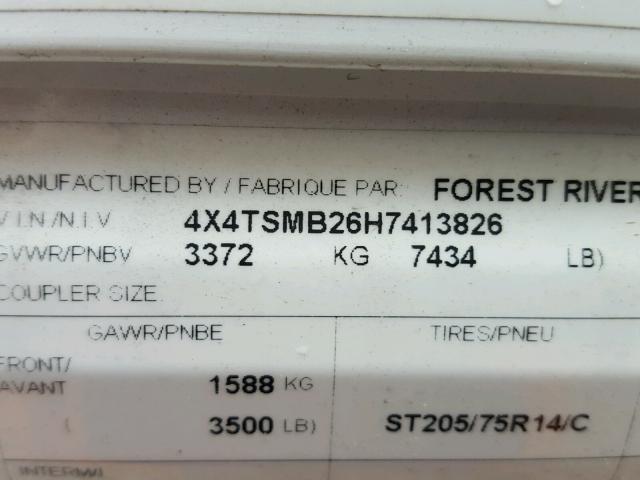 4X4TSMB26H7413826 - 2017 WILDWOOD FOREST RVR GRAY photo 10