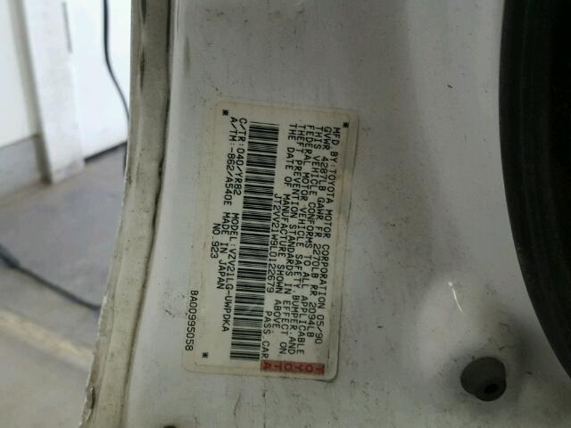 JT2VV21W9L0122679 - 1990 TOYOTA CAMRY DLX 白色 照片 10