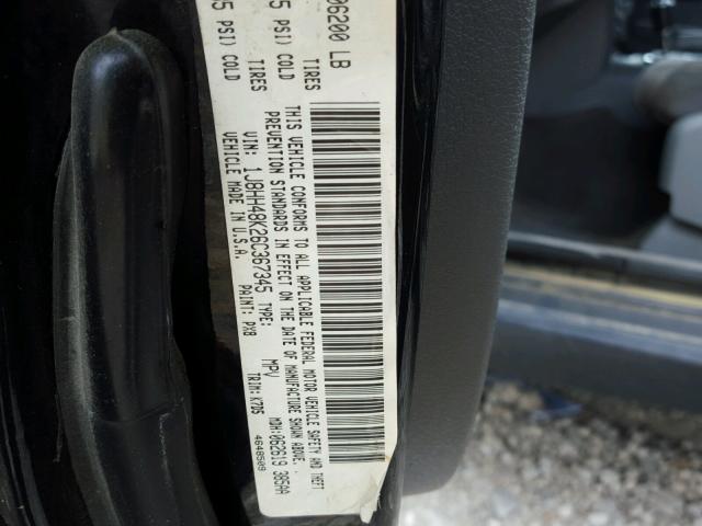 1J8HH48K26C367345 - 2006 JEEP COMMANDER BLACK photo 10