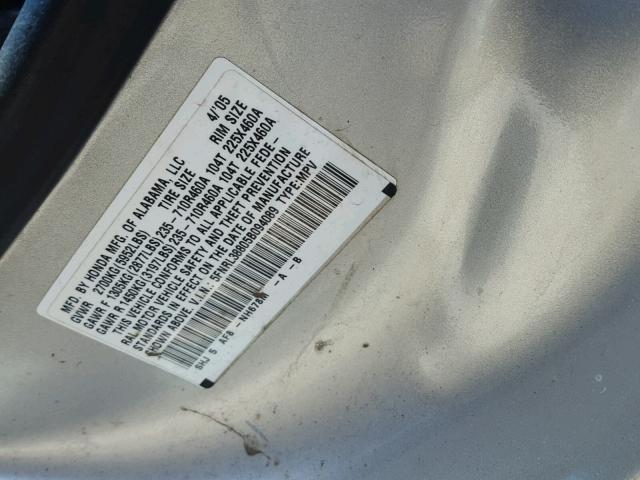 5FNRL38805B094089 - 2005 HONDA ODYSSEY TO GRAY photo 10