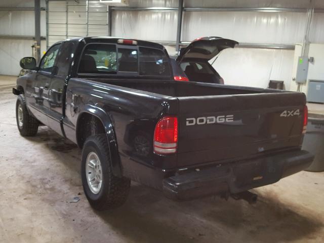 1B7GG22X6YS717308 - 2000 DODGE DAKOTA BLACK photo 3