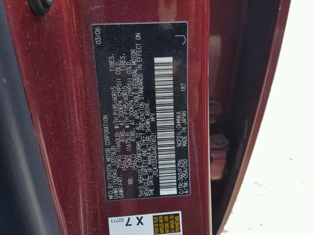 JTLKT334364074521 - 2006 TOYOTA SCION XB 红色 照片 10