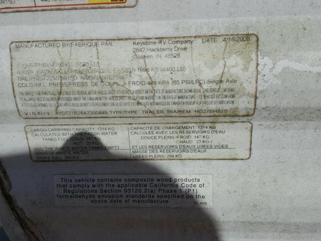 4YDT27B28A7200449 - 2010 KEY HORNET Blanc photo 10