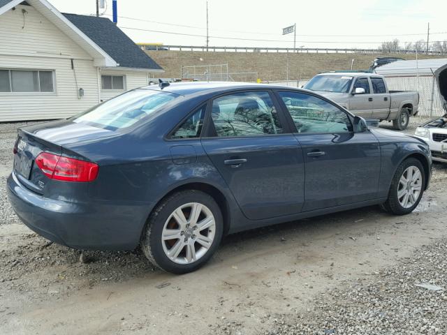 WAULF78K59N072867 - 2009 AUDI A4 2.0T QU GRAY photo 4