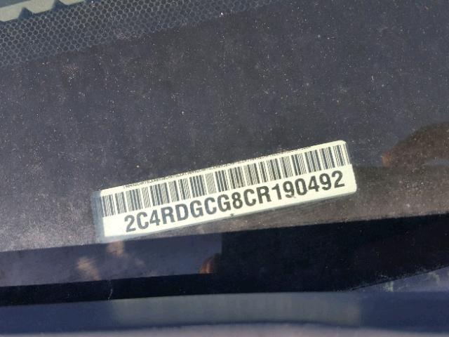 2C4RDGCG8CR190492 - 2012 DODGE GRAND CARA BLACK photo 10