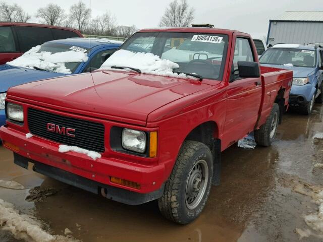 1GTCT14Z9M8506341 - 1991 GMC SONOMA RED photo 2