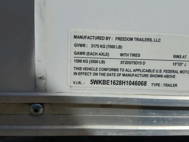 5WKBE1628H1046068 - 2017 FREIGHTLINER TRAILER WHITE photo 10