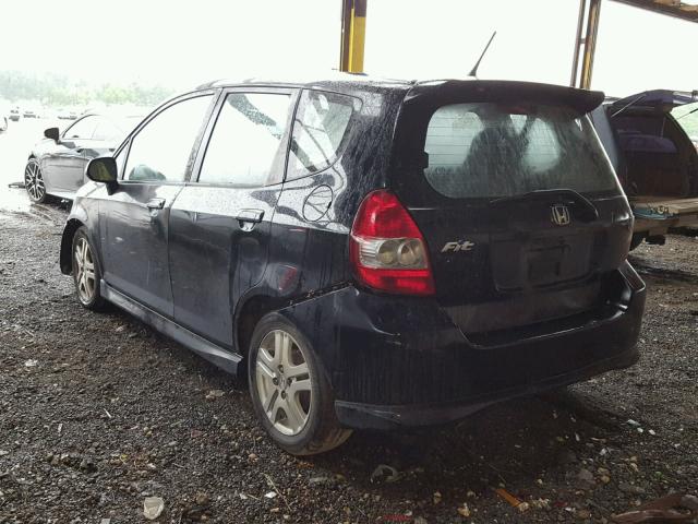 JHMGD38667S002989 - 2007 HONDA FIT S BLACK photo 3