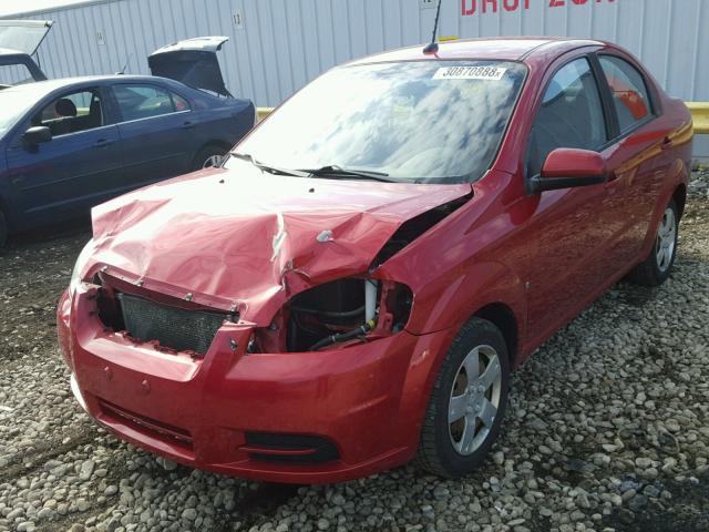 KL1TD56E69B394212 - 2009 CHEVROLET AVEO LS RED photo 2
