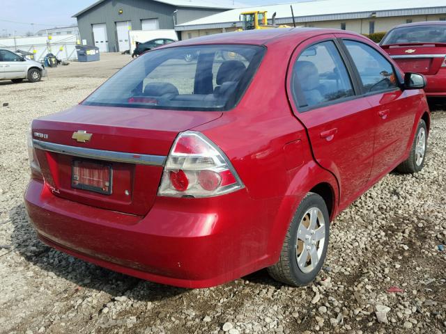 KL1TD56E69B394212 - 2009 CHEVROLET AVEO LS RED photo 4