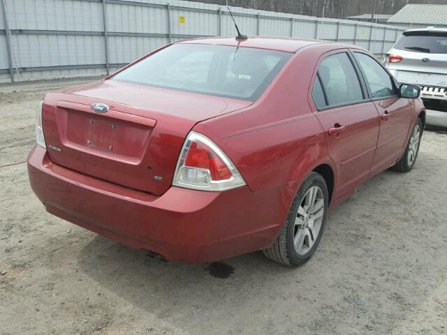 3FAHP07Z97R184566 - 2007 FORD FUSION SE RED photo 4