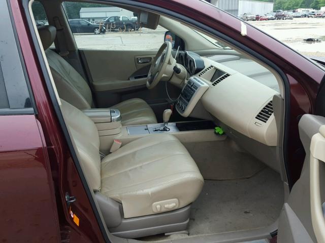 JN8AZ08T07W527704 - 2007 NISSAN MURANO SL MAROON photo 5