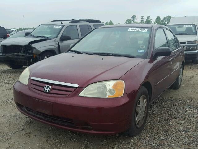 1HGES16573L002941 - 2003 HONDA CIVIC LX MAROON photo 2