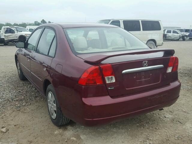 1HGES16573L002941 - 2003 HONDA CIVIC LX MAROON photo 3