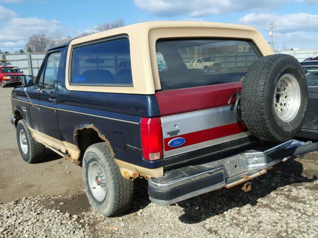 1FMEU15H0MLA58463 - 1991 FORD BRONCO U10 BLUE photo 3