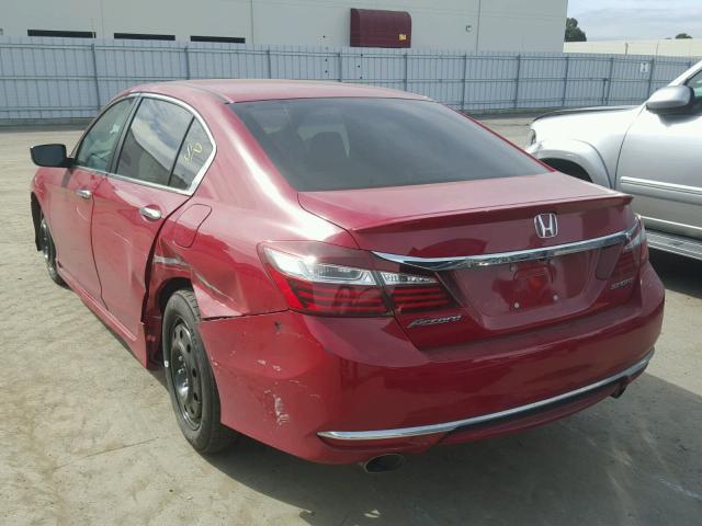 1HGCR2E58GA021610 - 2016 HONDA ACCORD SPO RED photo 3