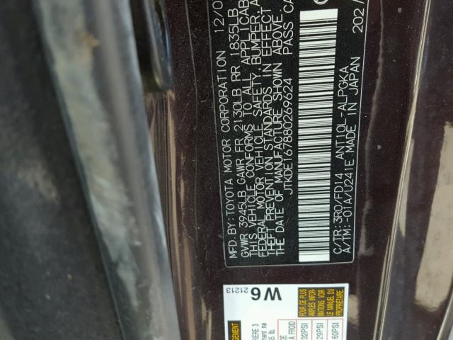 JTKDE167880269624 - 2008 TOYOTA SCION TC 勃艮第红 照片 10