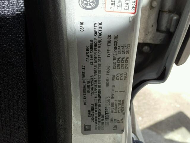 1GCHTDFE8B8102378 - 2011 CHEVROLET COLORADO L SILVER photo 10