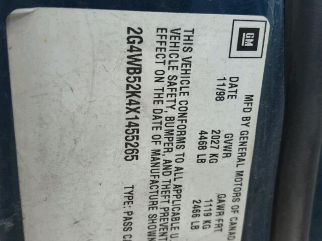 2G4WB52K4X1455265 - 1999 BUICK REGAL LS 绿色 照片 10