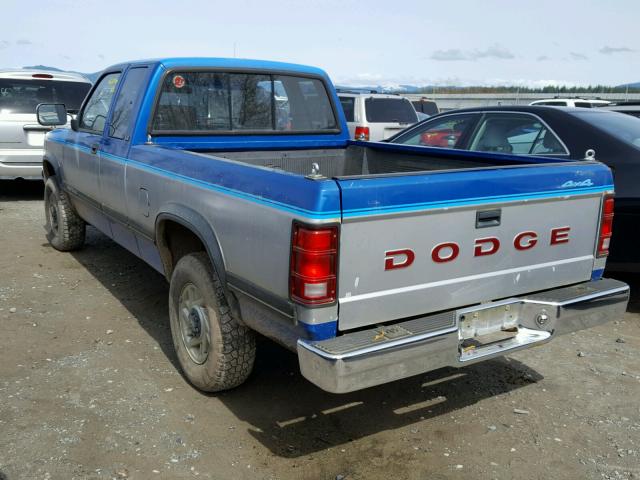 1B7GG23X4PS225552 - 1993 DODGE DAKOTA BLUE photo 3