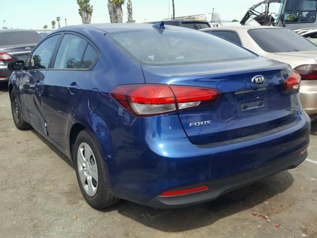 3KPFL4A74JE183724 - 2018 KIA FORTE LX BLUE photo 3