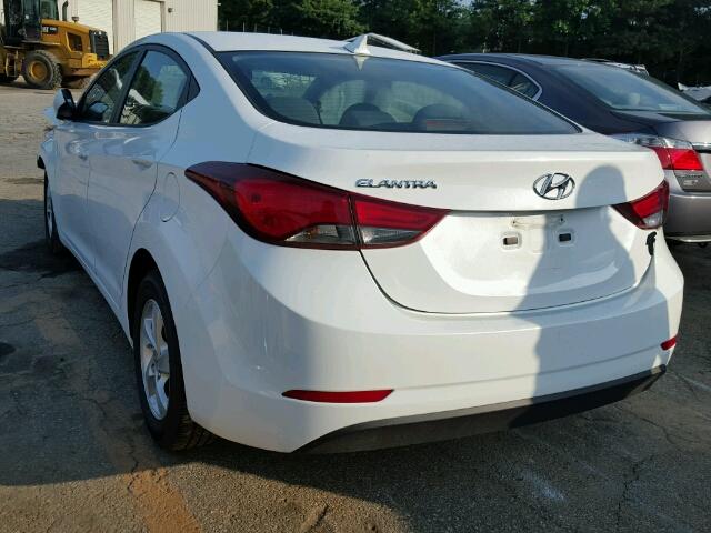 5NPDH4AE9EH524897 - 2014 HYUNDAI ELANTRA SE WHITE photo 3